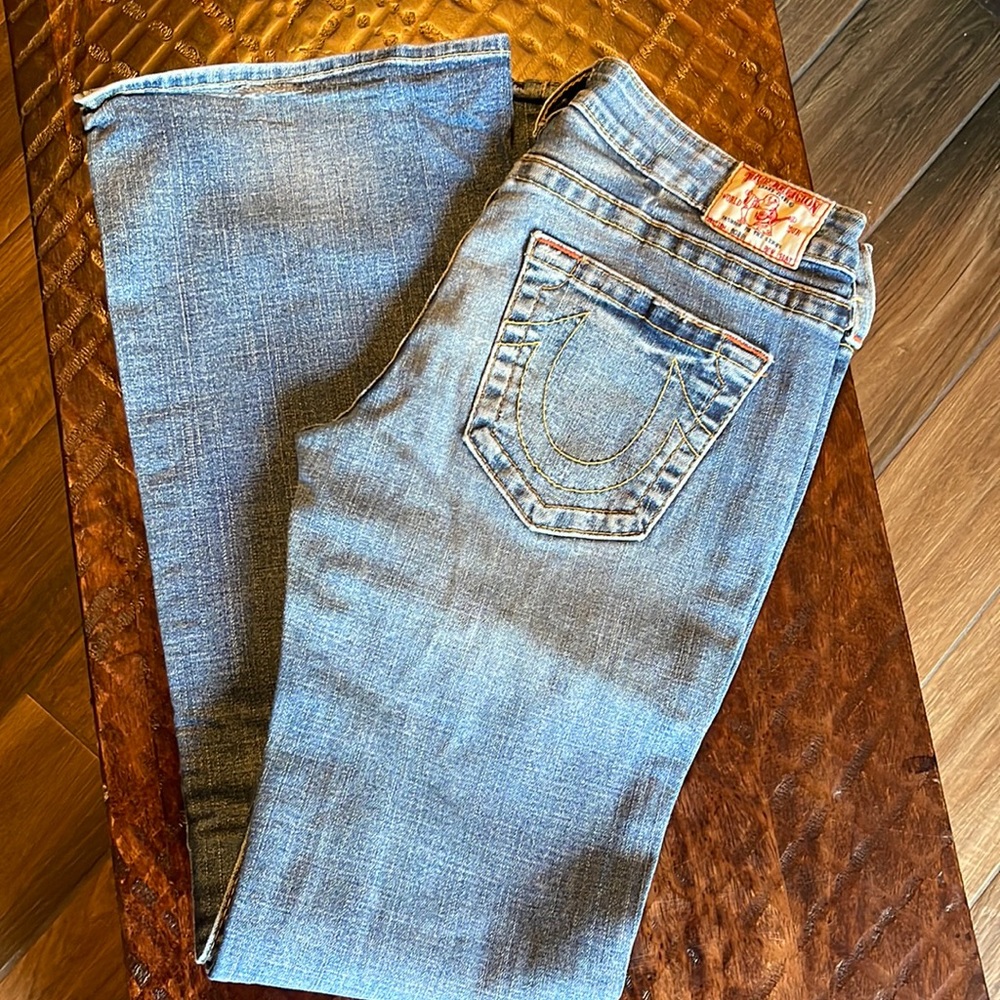 EUC True Religion Bobby wide leg Jeans. Size 32